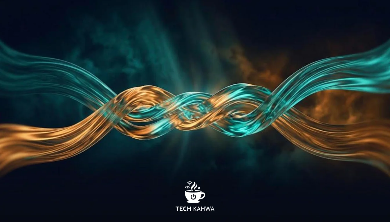 Two rivers of light braiding together without their colours mixing