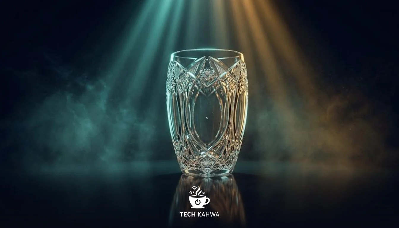 An exquisitely cut glass vessel that is completely hollow inside